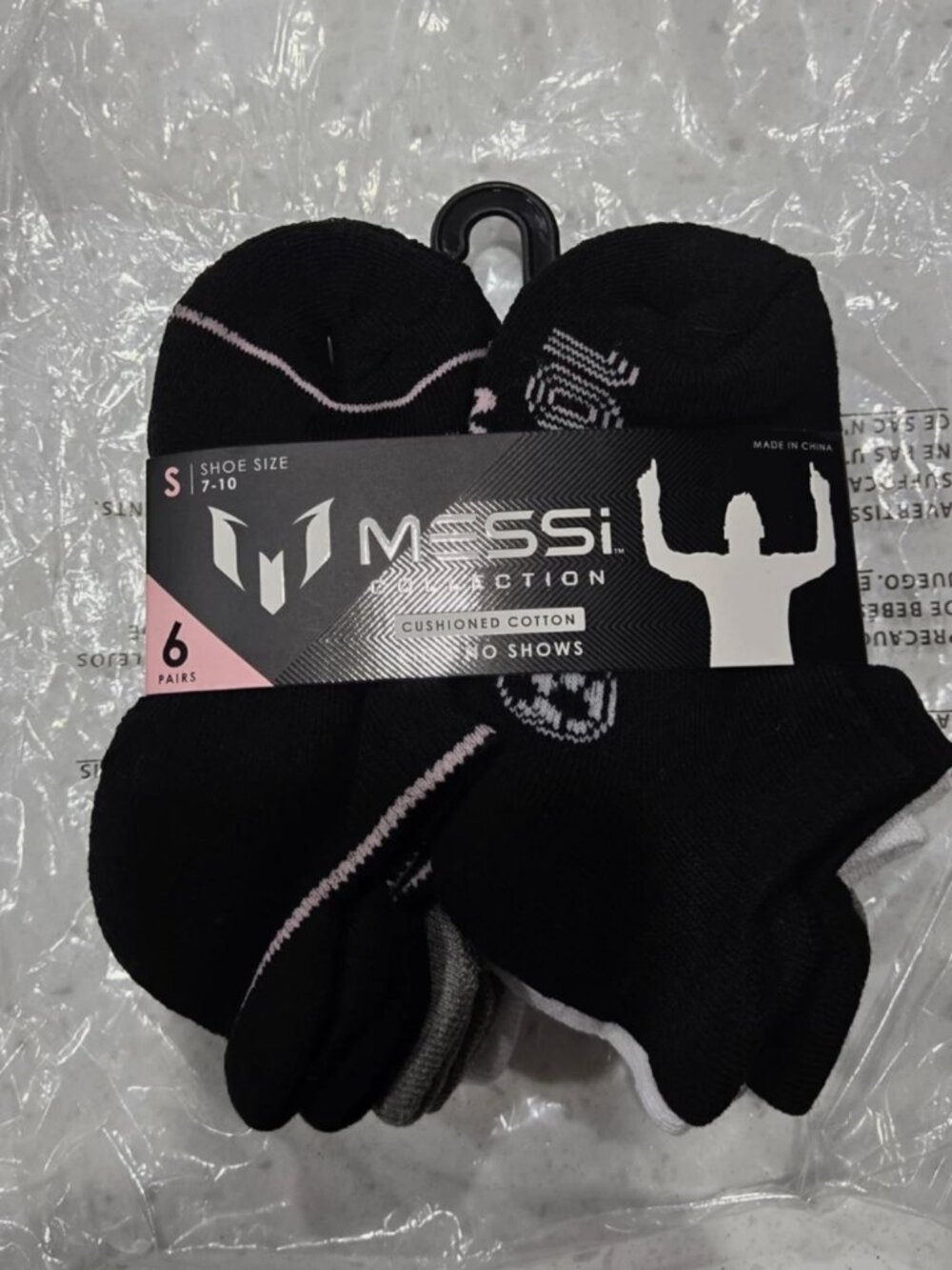 2 packs-Messi Small Kids 6 Pack No Show Cushioned Socks, Shoe Size 7-10 NWT